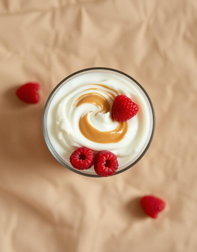 Thick organic Greek yogurt with a drizzle of honey, crushed walnuts, and cinnamon in a Scandinavian-inspired table setting